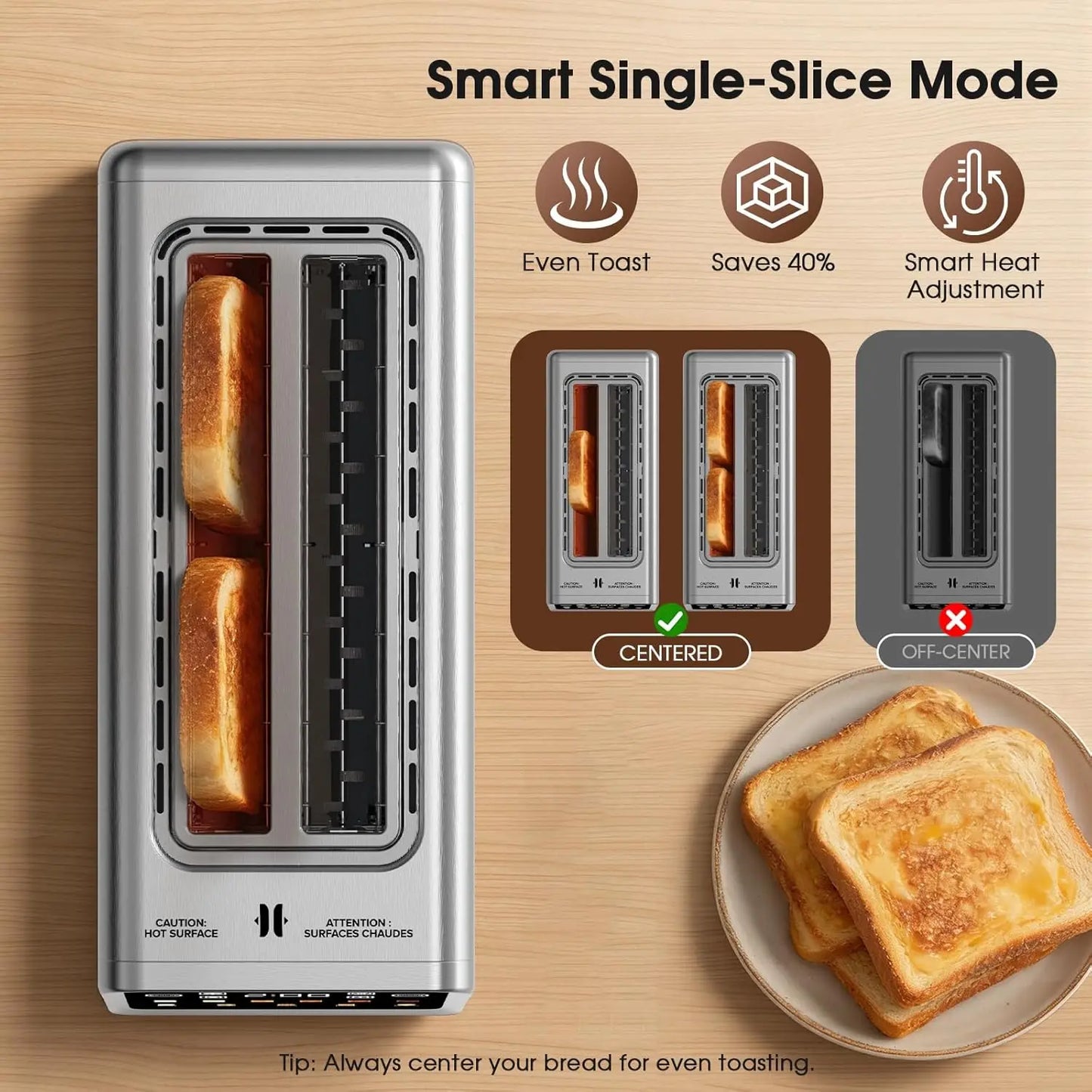 Kitchenaid 4 slice toaster in a modern stainless steel kitchen