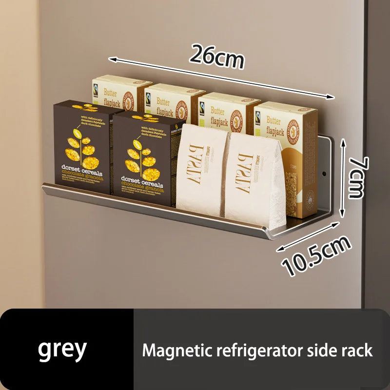 Space-saving magnetic kitchen shelf for everyday storage