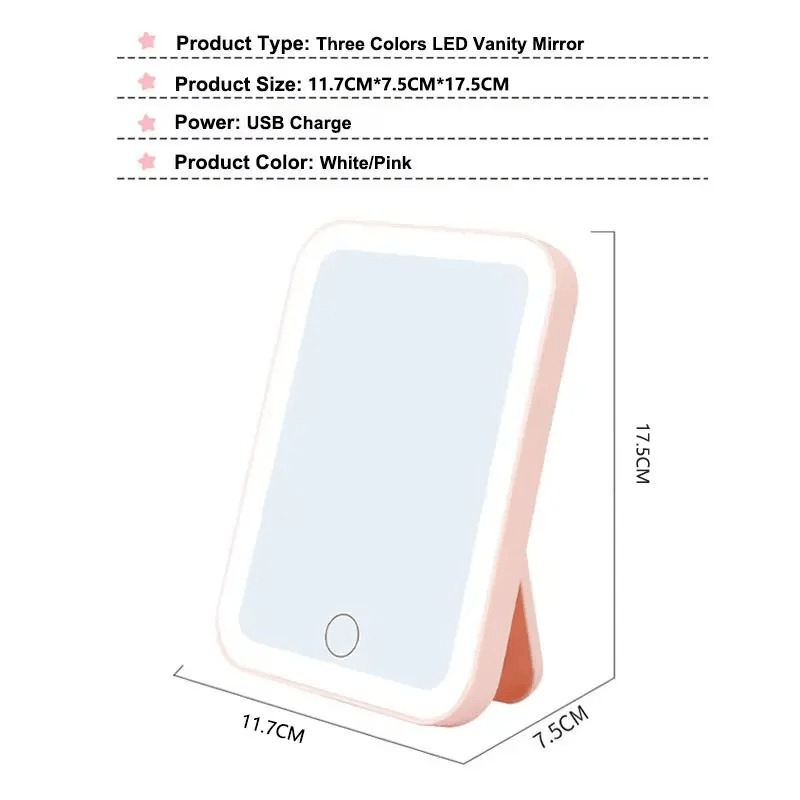 LED vanity mirror with dimensions and product details from www.velmoramart.com