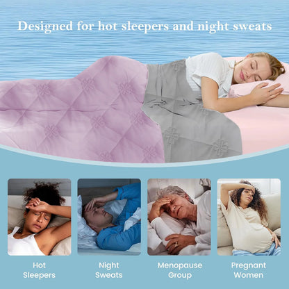 VelmoraMart cooling comforter draped over a bed, showcasing breathable, temperature-regulating fabric for hot sleepers.