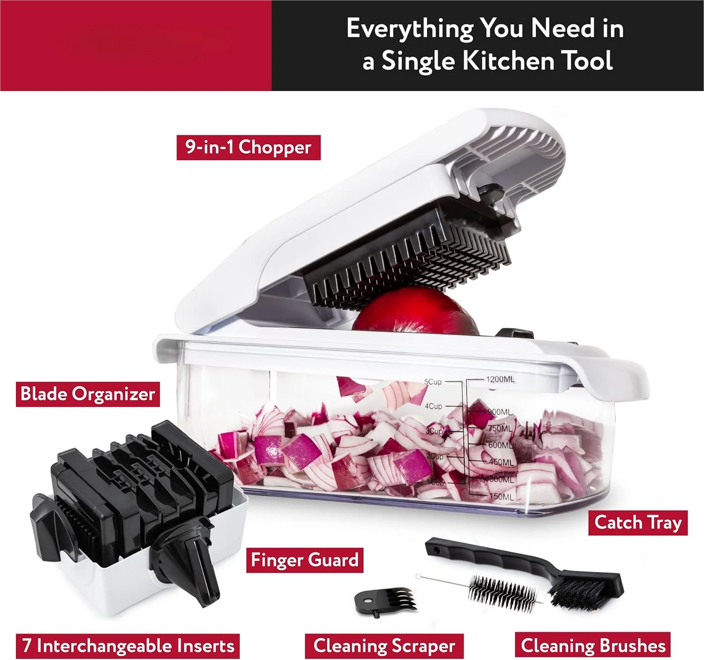 Manual vegetable food cutter with interchangeable stainless steel dicing blades