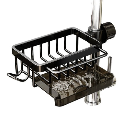 Kitchen sink organizer faucet storage rack by VelmoraMart for keeping soap, sponges, brushes and kitchen sink essentials neatly organized