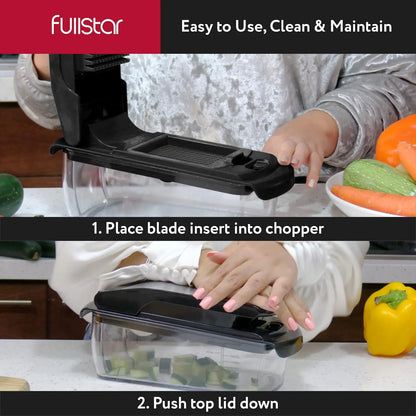 Manual vegetable food cutter with interchangeable stainless steel dicing blades