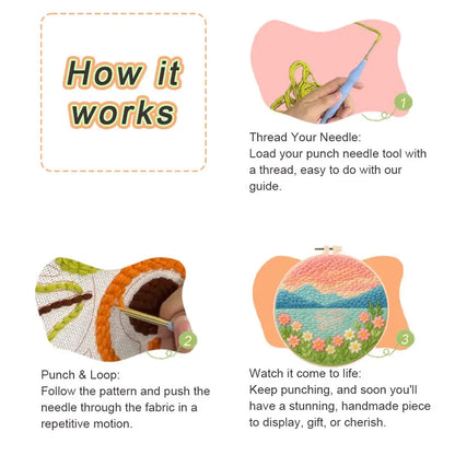 Punch Needle Kit by VelmoraMart – Beginner-friendly punch needle embroidery kit for DIY crafts, handmade art projects, and creative embroidery designs