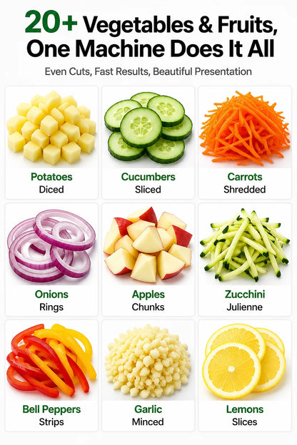 Manual vegetable chopper slicing fresh vegetables on a kitchen counter