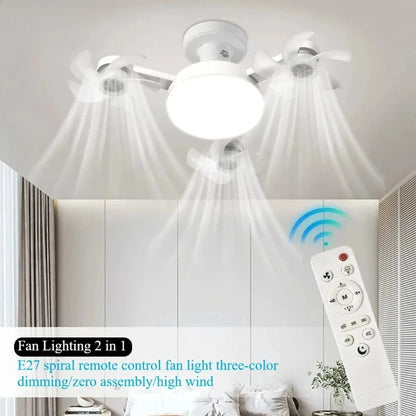 Modern outdoor ceiling fan with light and remote control installed in a stylish patio, energy-efficient LED ceiling fan for home décor by VelmoraMart.