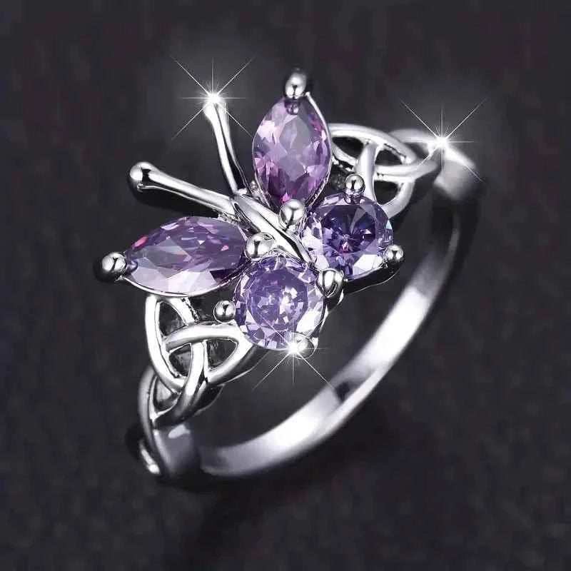 Butterfly Ring - Sterling Silver & Gold Butterfly Ring for Women