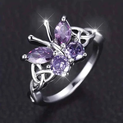 Butterfly Ring - Sterling Silver & Gold Butterfly Ring for Women