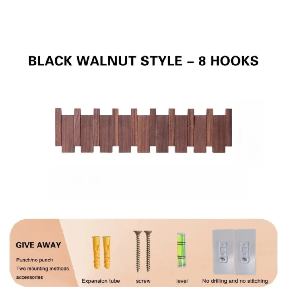 Piano shaped wall mounted wooden coat rack with hidden folding hooks for modern home organization by VelmoraMart.