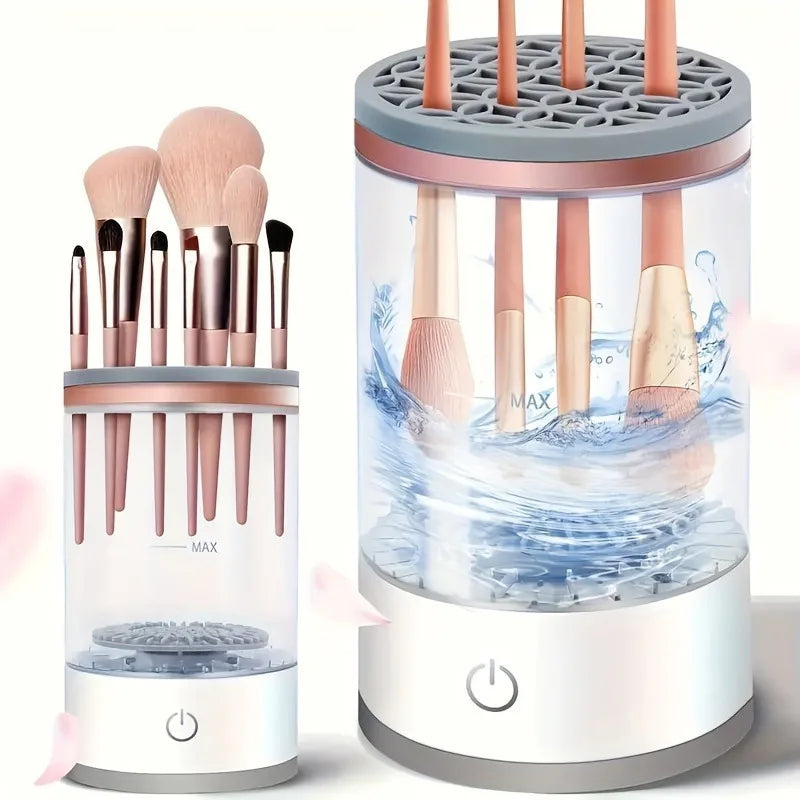 Makeup Brush Cleaner Machine with electric brush cleaning and quick drying technology for professional makeup brush care by VelmoraMart.