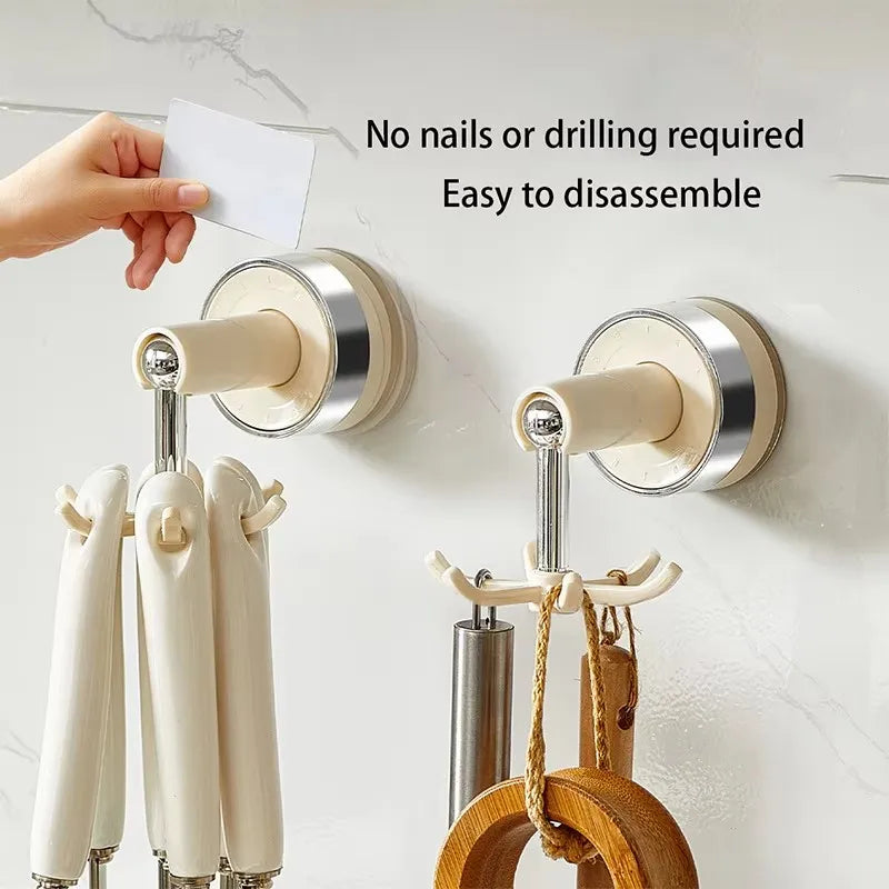 Heavy-duty clear VelmoraMart Suction Cup hooks mounted securely on a glass shower door.