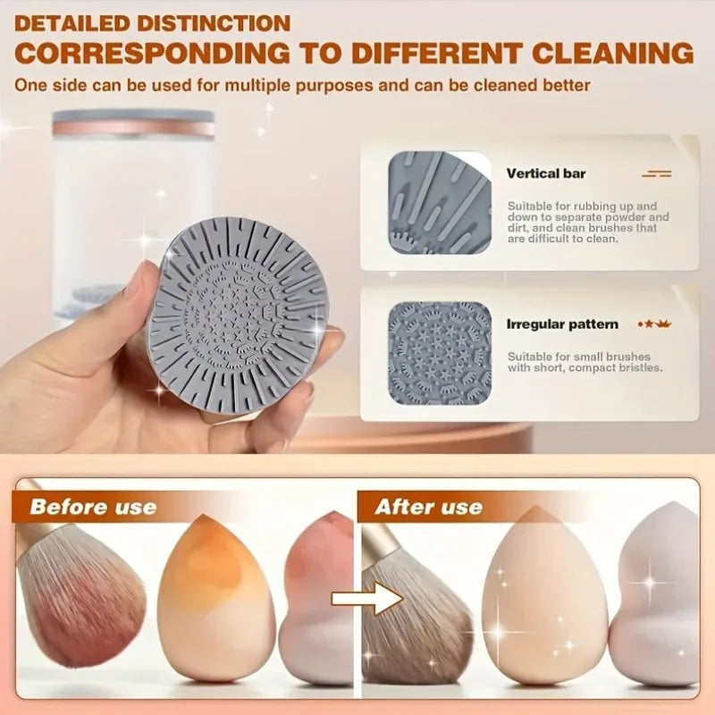 Makeup Brush Cleaner Machine with electric brush cleaning and quick drying technology for professional makeup brush care by VelmoraMart.
