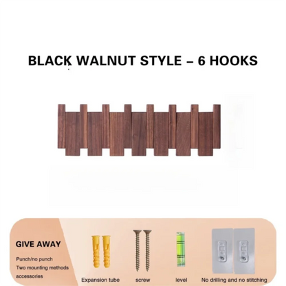 Piano shaped wall mounted wooden coat rack with hidden folding hooks for modern home organization by VelmoraMart.
