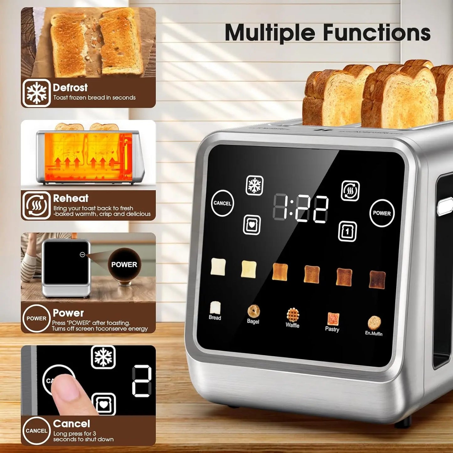 Kitchenaid 4 slice toaster in a modern stainless steel kitchen