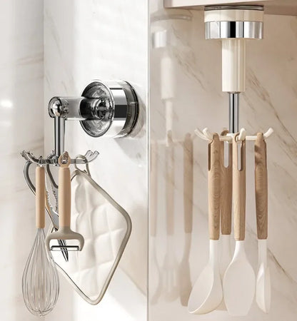 Heavy-duty clear VelmoraMart Suction Cup hooks mounted securely on a glass shower door.