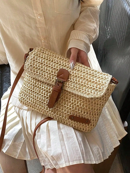Stylish woven bag for women featuring an elegant woven shoulder bag design perfect for shopping, travel, and summer fashion from VelmoraMart.
