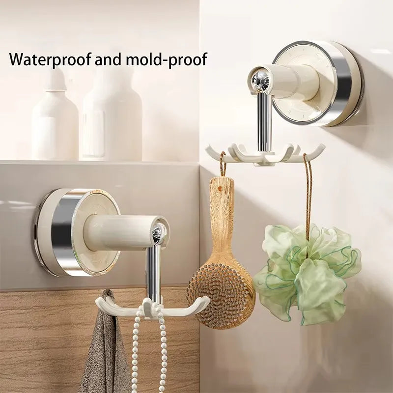 Heavy-duty clear VelmoraMart Suction Cup hooks mounted securely on a glass shower door.