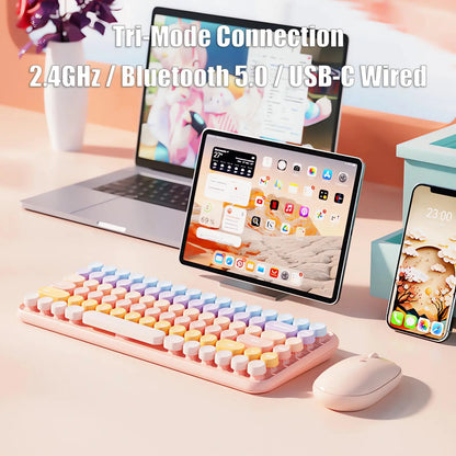 Retro wireless typewriter keyboard for computer desk setup