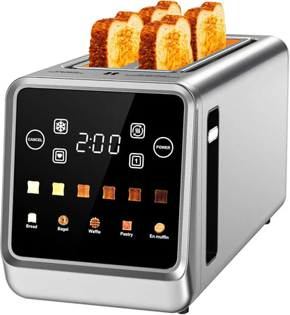 Kitchenaid 4 slice toaster in a modern stainless steel kitchen