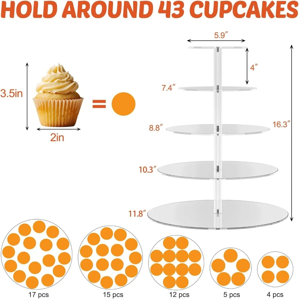 Elegant 3 tier acrylic Cupcake Stand for parties and weddings.
