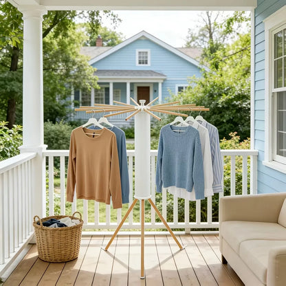 Clothes drying rack foldable with space-saving folding design for indoor and outdoor laundry drying, ideal for apartments, balconies, and homes.