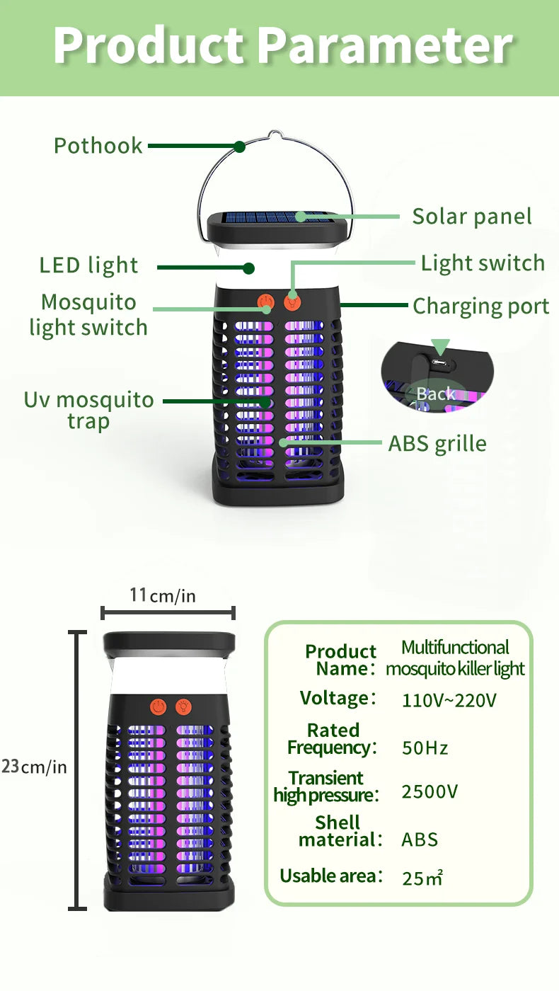 VelmoraMart solar bug zapper providing effective outdoor pest control in a garden setting