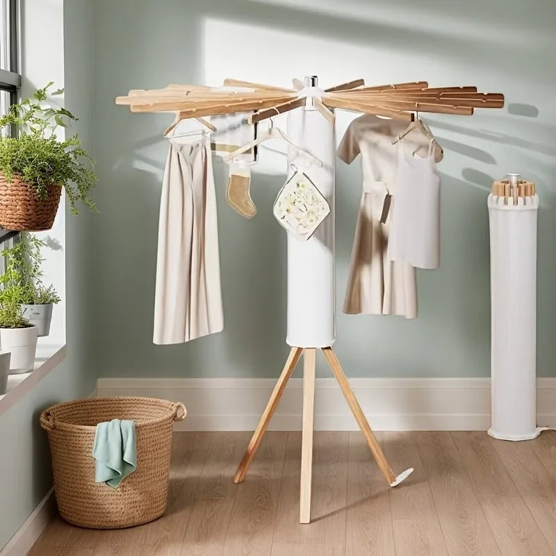 Clothes drying rack foldable with space-saving folding design for indoor and outdoor laundry drying, ideal for apartments, balconies, and homes.