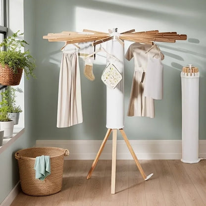 Clothes drying rack foldable with space-saving folding design for indoor and outdoor laundry drying, ideal for apartments, balconies, and homes.