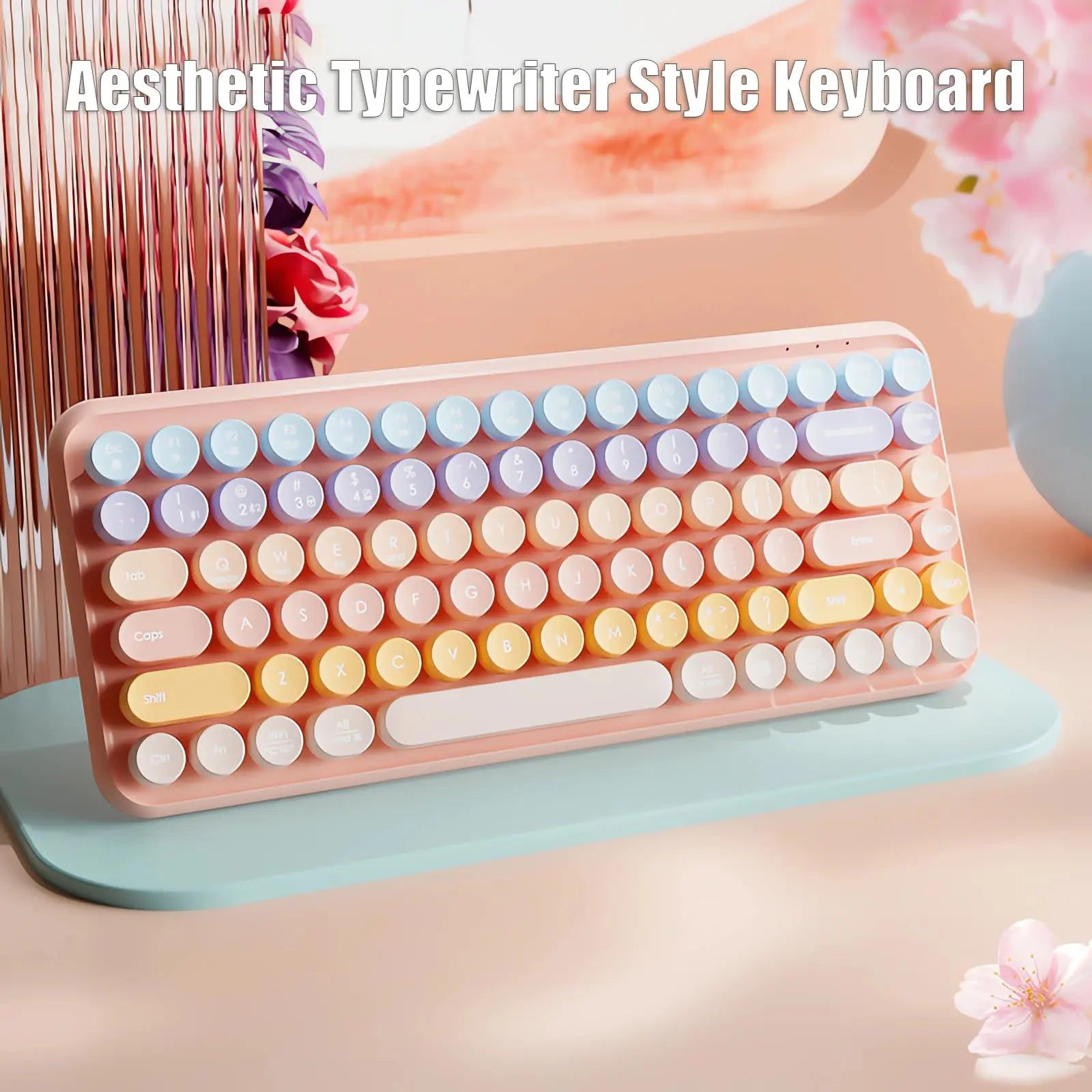 Retro wireless typewriter keyboard for computer desk setup