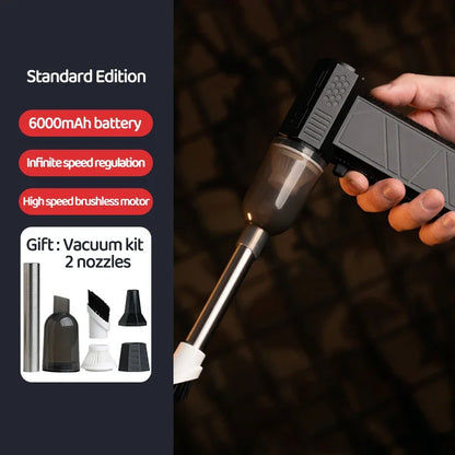 Close-up of the long air blow gun nozzle for precision cleaning.