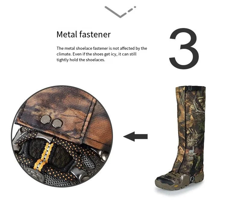 Close up of waterproof snake resistant gaiters material