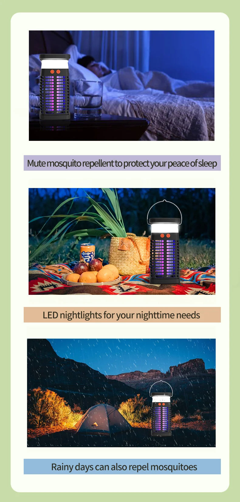 VelmoraMart solar bug zapper providing effective outdoor pest control in a garden setting