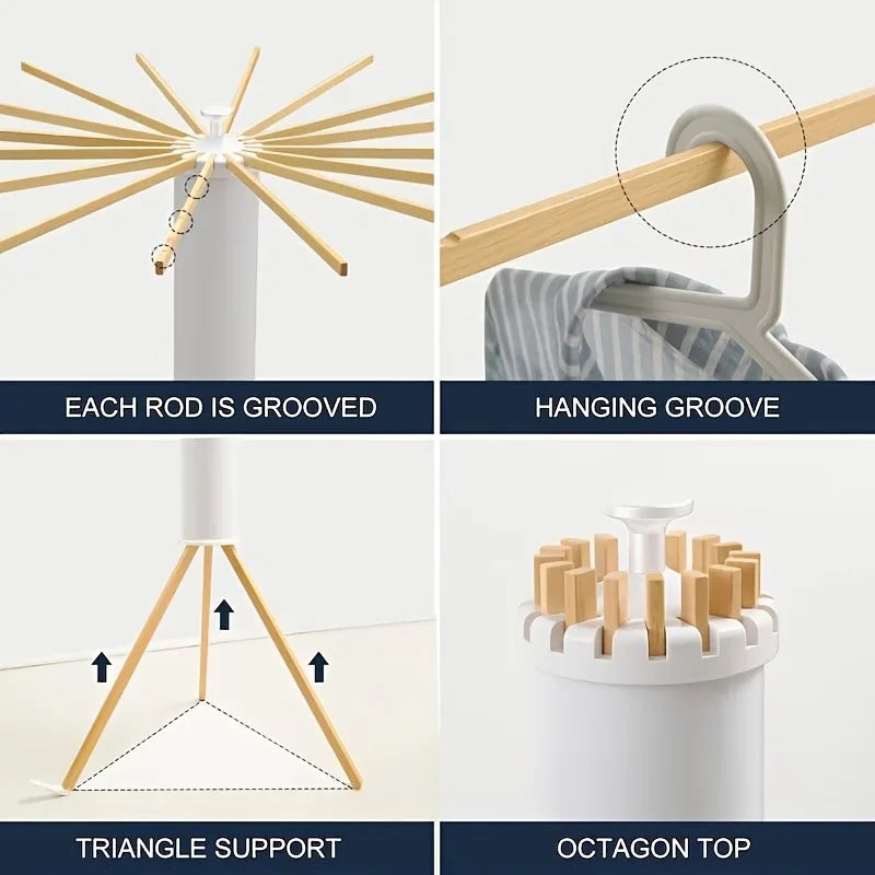 Clothes drying rack foldable with space-saving folding design for indoor and outdoor laundry drying, ideal for apartments, balconies, and homes.