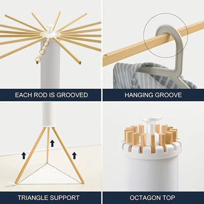 Clothes drying rack foldable with space-saving folding design for indoor and outdoor laundry drying, ideal for apartments, balconies, and homes.