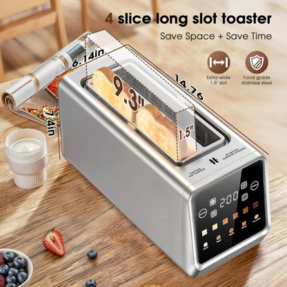 Kitchenaid 4 slice toaster in a modern stainless steel kitchen