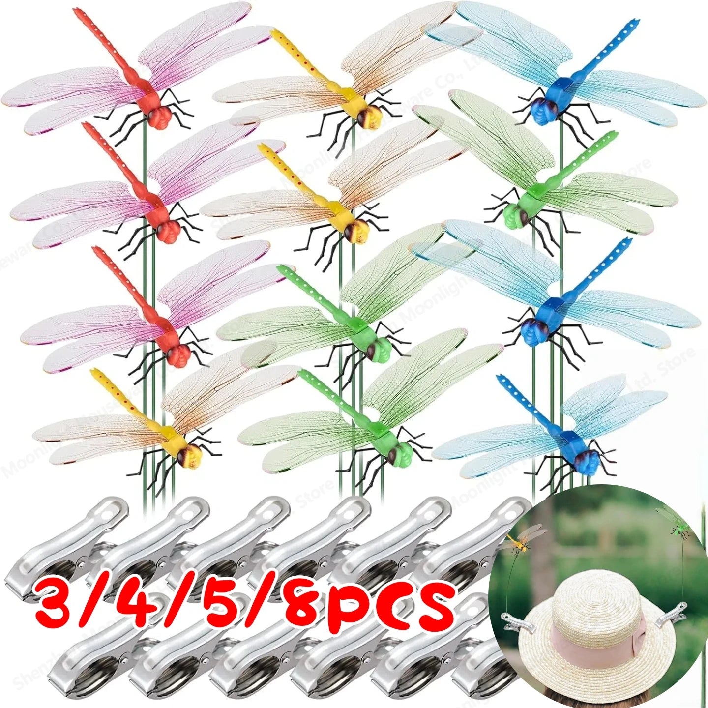 Realistic dragonfly clips for garden decoration and fashion