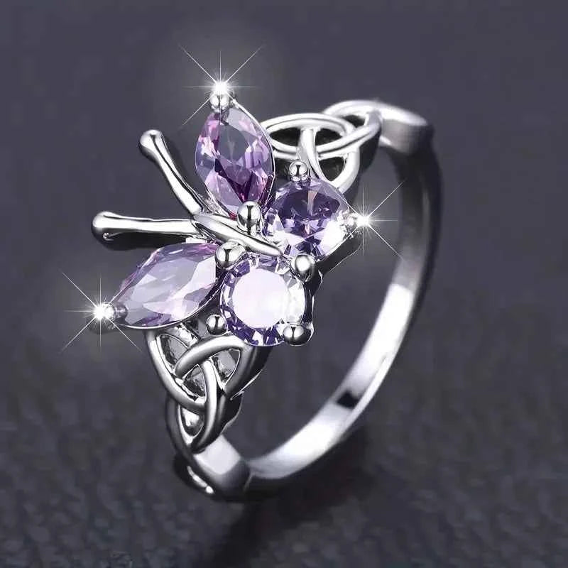 Butterfly Ring - Sterling Silver & Gold Butterfly Ring for Women