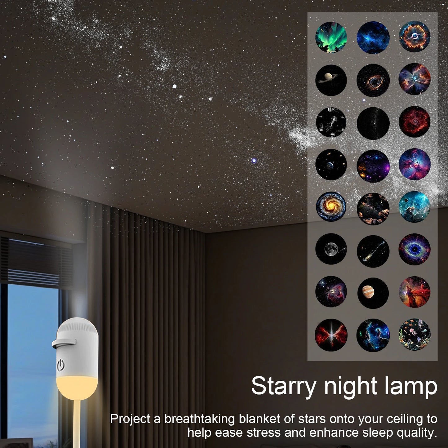 VelmoraMart Star Projector casting a beautiful galaxy nebula and stars onto a bedroom ceiling.