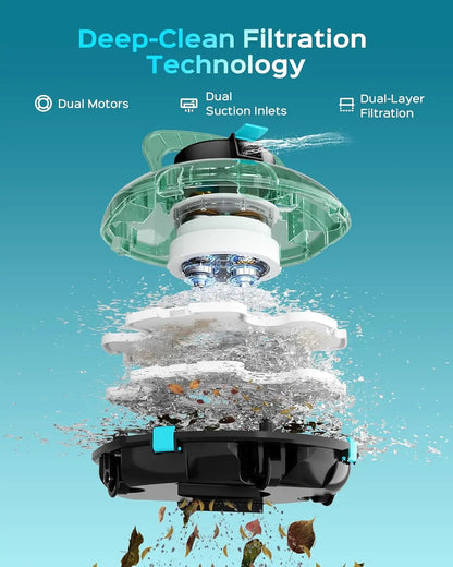 Robotic automatic pool cleaner cleaning the floor of a pool