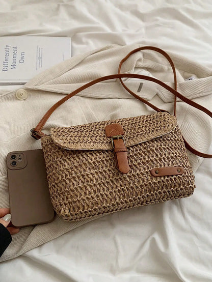 Stylish woven bag for women featuring an elegant woven shoulder bag design perfect for shopping, travel, and summer fashion from VelmoraMart.