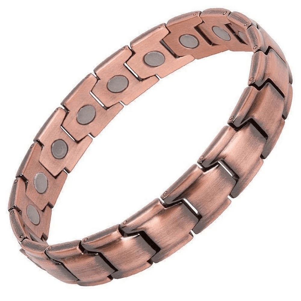 Copper magnetic bracelet on a white background