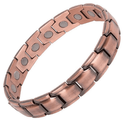 Copper magnetic bracelet on a white background