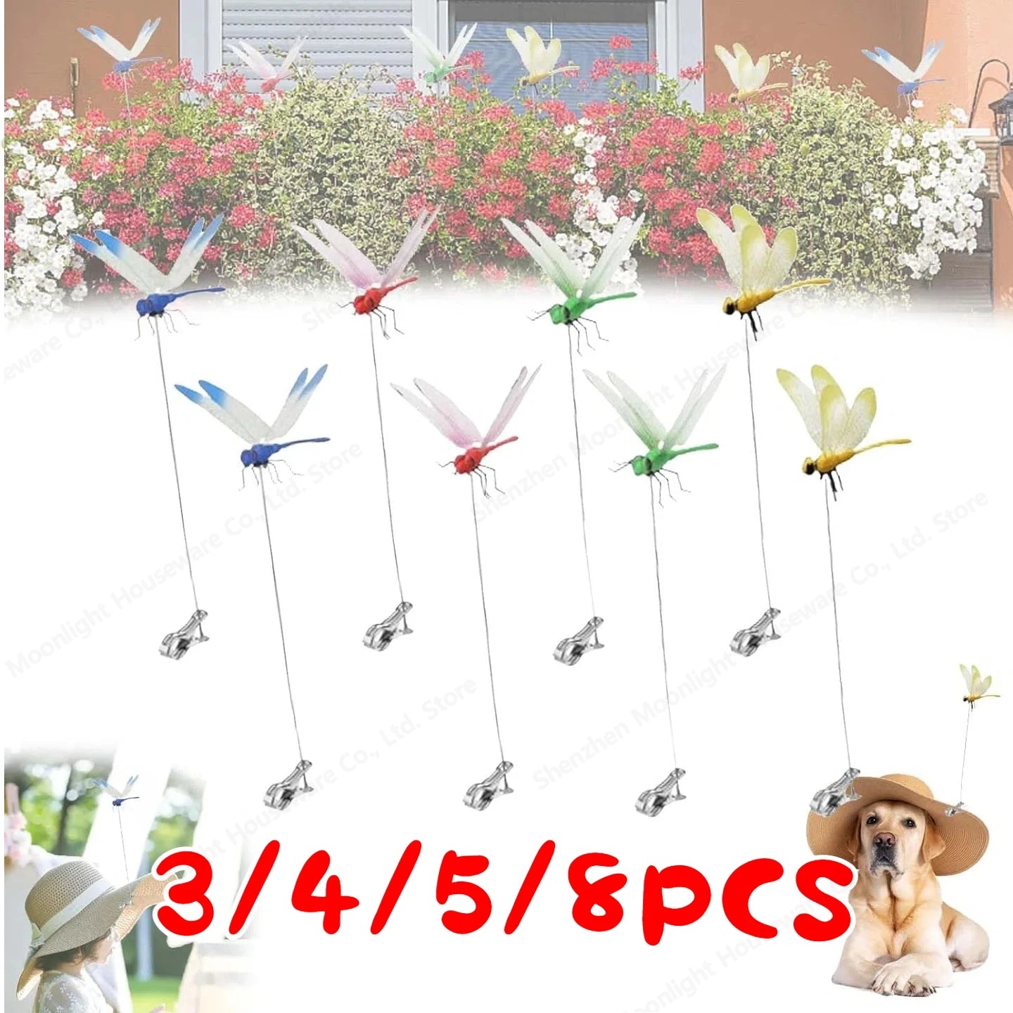 Realistic dragonfly clips for garden decoration and fashion