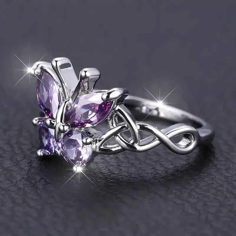 Butterfly Ring - Sterling Silver & Gold Butterfly Ring for Women