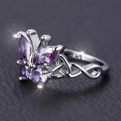 Butterfly Ring - Sterling Silver & Gold Butterfly Ring for Women