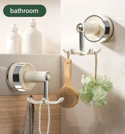 Heavy-duty clear VelmoraMart Suction Cup hooks mounted securely on a glass shower door.