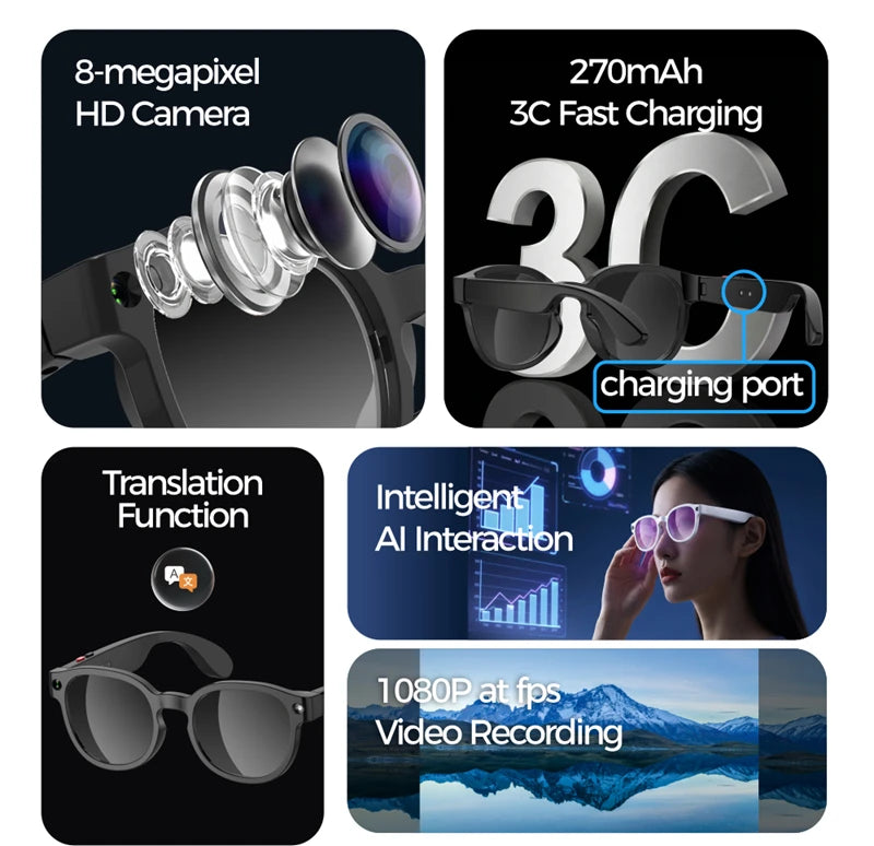 Hidden Camera Glasses with 4K HD recording – stylish spy camera glasses for hands-free video capture by VelmoraMart