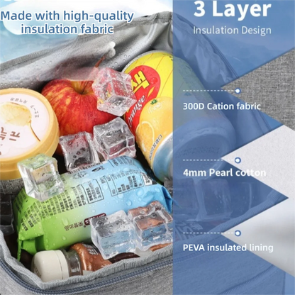 Lunch bag insulated with leakproof thermal lining, spacious interior, durable fabric, and stylish design for work, school, travel, and everyday meals.