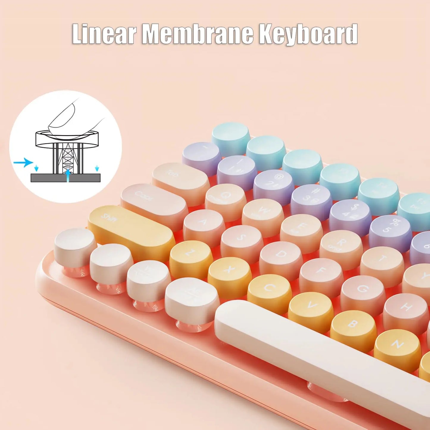 Pink mechanical typewriter keyboard for iPad and tablet