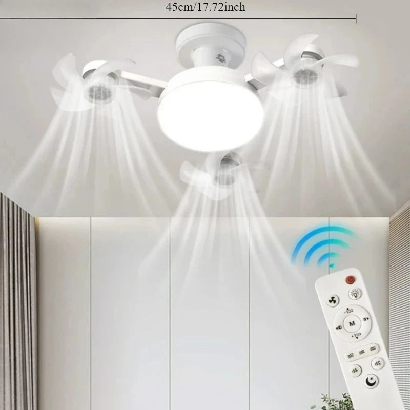 Modern outdoor ceiling fan with light and remote control installed in a stylish patio, energy-efficient LED ceiling fan for home décor by VelmoraMart.